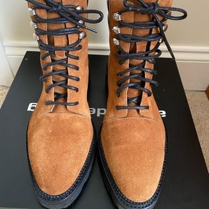 Alexander Wang Andy Suede Cognac Brown Combat Hiker  boot 36.5 6.5 7